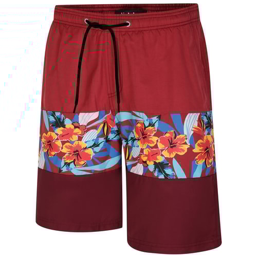 Bigdude Floral Colour Block Swim Shorts Burgundy